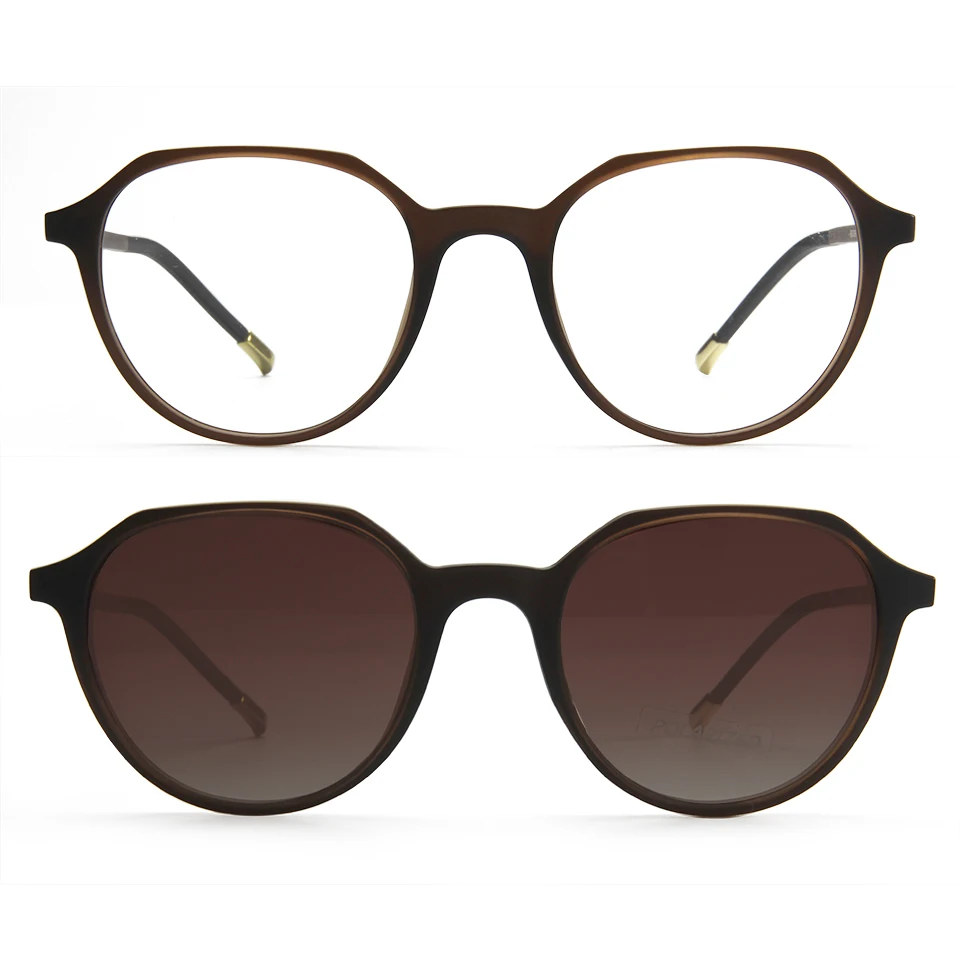 Designer TR90 Geometric Frame Glasses With Oval Magnetic Clip On Sunglasses Polarized Men Women Optical Eyewear Oculos De Grau