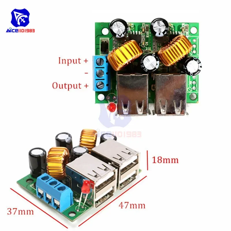 4 Four USB Port A5268 Step Down Power Supply Converter Board Module DC 12V 24V 40V to 5V 5A For MP3/MP4 Phone Car Equipment