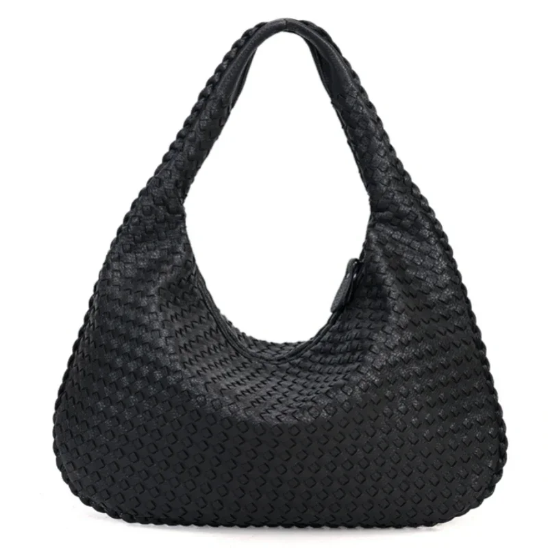 Tote for Women Evening Bags Woven Pu Leather Messenger Fashion Luxury Designer Handbag High Quality Black Gray Blue Shoulder