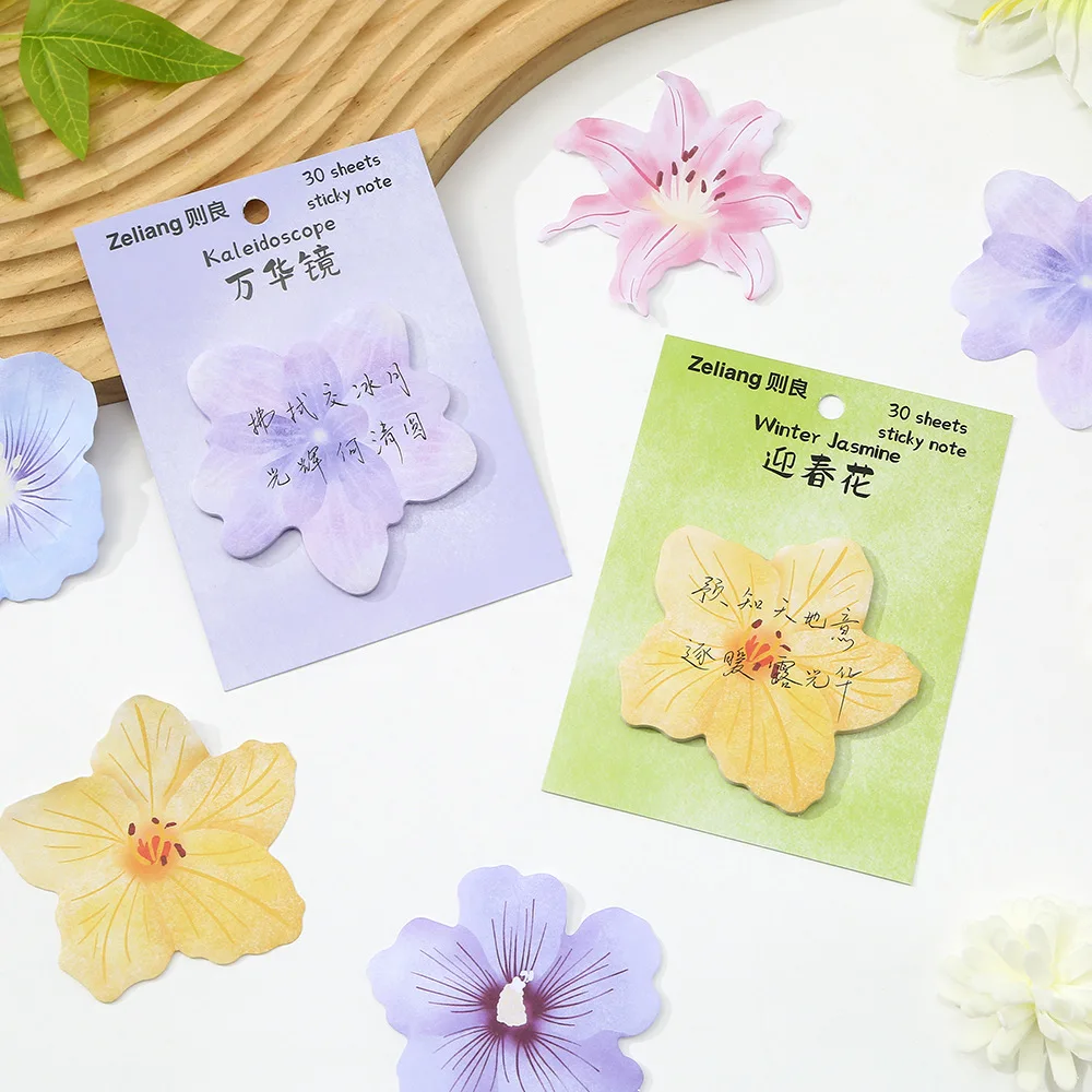Office School Supplies Blooming Flowers Sticky Notes Cute Little Special Shaped Paper Can Be Pasted Memo Pad Papelería Kawaii