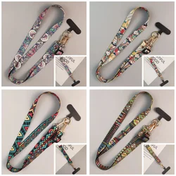 Universal Phone Clip Antilost Retro Pattern Strap Crossbody Long Strap Adjustment Length Hanging Neck Strap Mobile Phone Lanyard