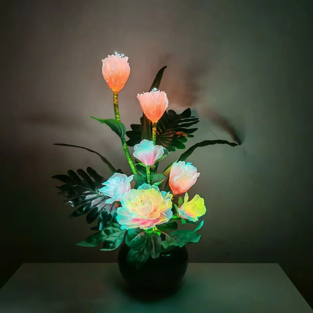 Led Ambient Light Pink Rose Silk Peony Tulip Lamp  Artificial Flowers Lamp Fake Flowers for Home Party Shop Bar Decoration