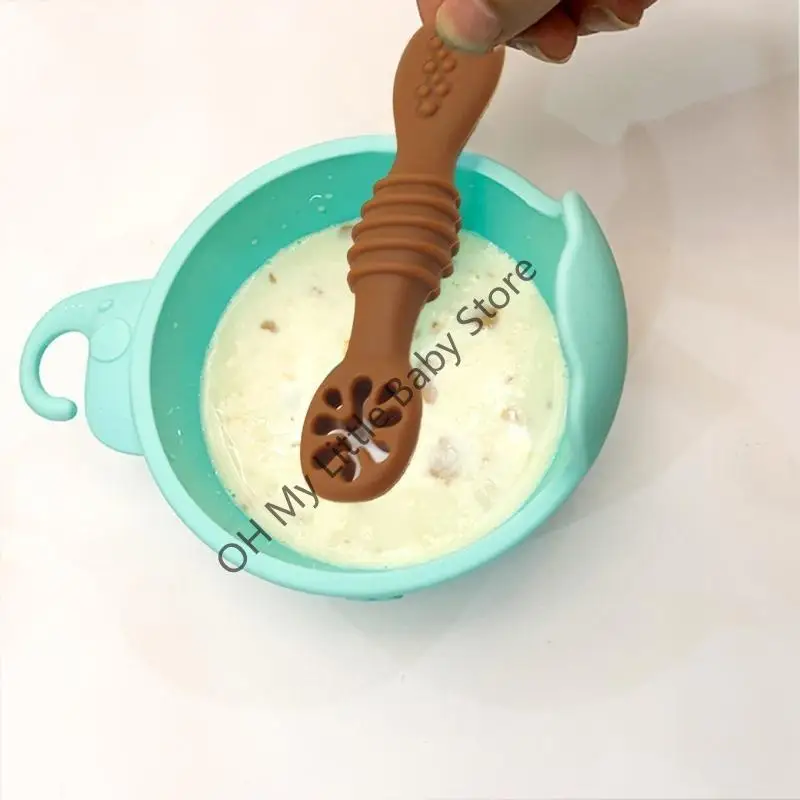 

M76C Baby-Led Weaning Silicone Spoon Learning Feeding Training Utensils Newborn Toddler Tableware