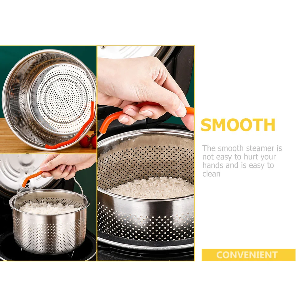 Stainless Steel Rice Steamer Handheld Basket Multi-function Steaming Holder Cooker Baskets for Cooking Rack