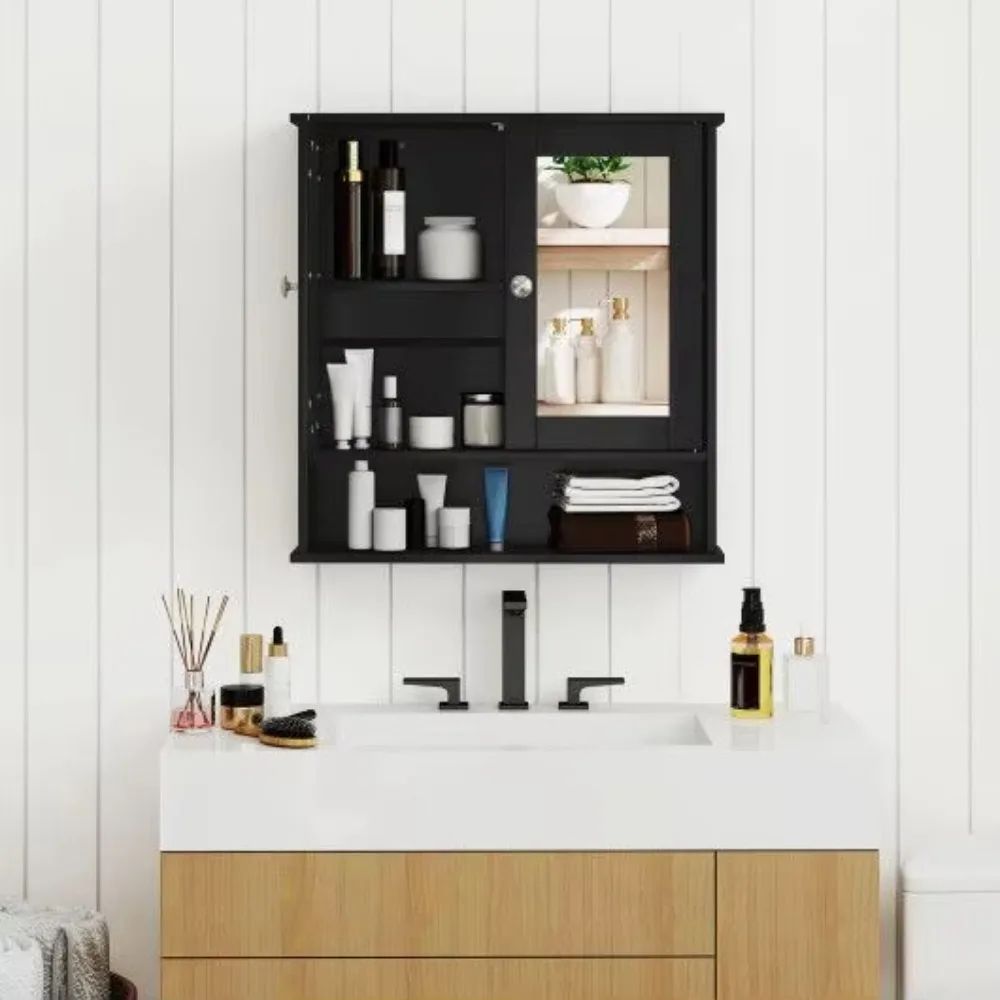 Bathroom Wall Mount Organizer with Mirror Cabinet Bath Mirrors