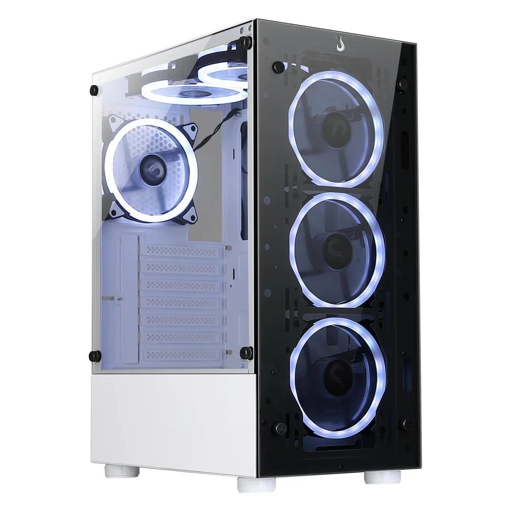 White Gamer Cabinet | Rise Mode | Glass 06x White | S/fan