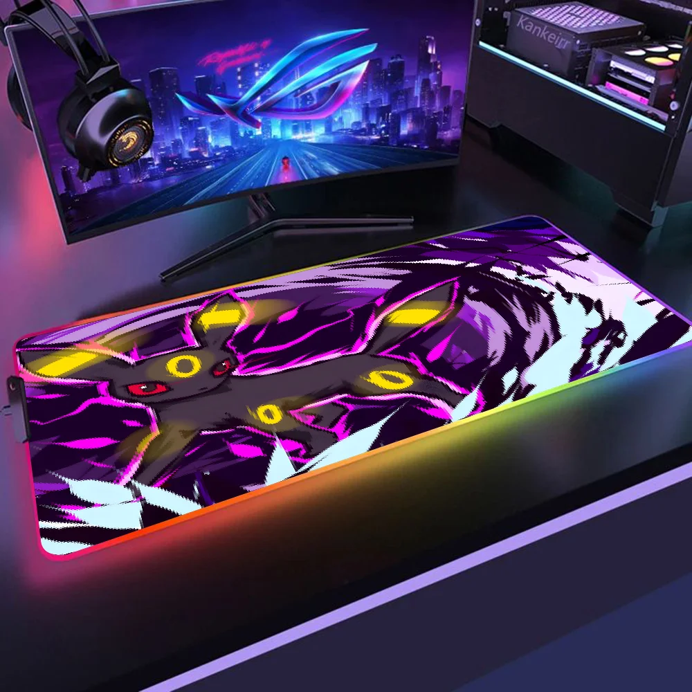 P-Pokemon Mousepad XXL RGB Gaming Mouse Pads HD Black Gamer Accessories Large LED