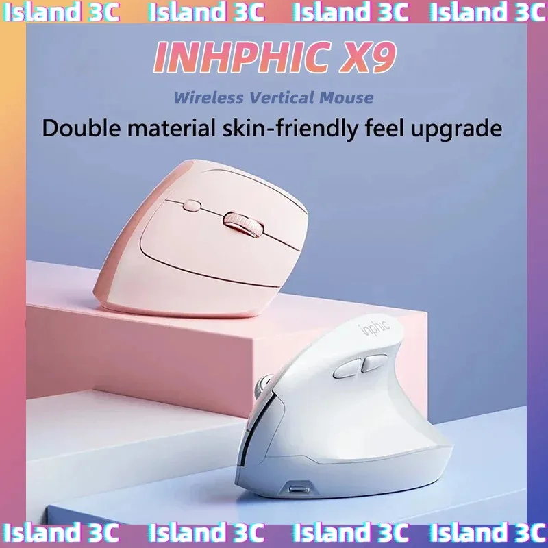 

INPHIC X9 Vertical Wireless Mouse 2.4G Fast Charging Silent Office Ergonomic Creamy Laptop Computer PC Accessories Girl Gifts