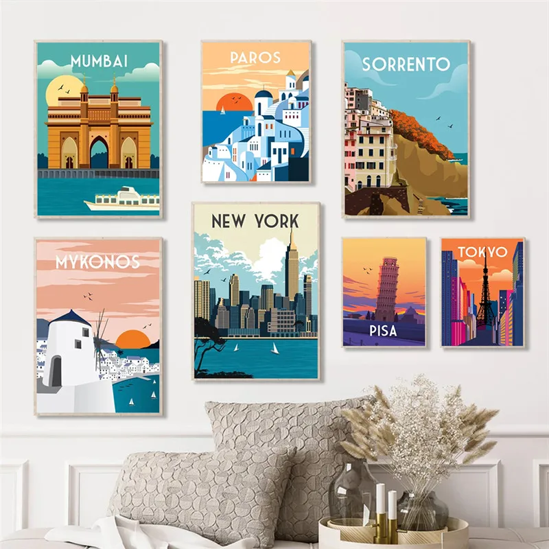 

New York Tokyo Travel City Home Print Art Canvas Poster For Living Room Decor Home Wall Picture