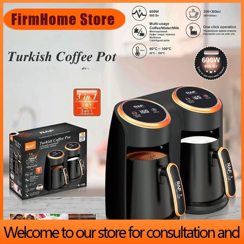 FirmHome Store220V/110V Semi-automatic Pump Pressure Turkish Portable Coffee Machine Cordless Electric Pot Travel 600W Double Co