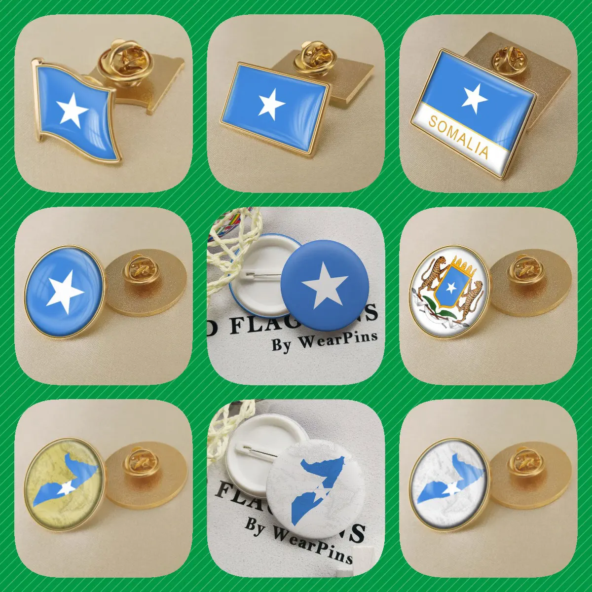 Somalia Flag National Emblem Brooches Badges Lapel Pins