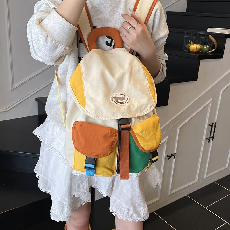 جديد اللون مطابقة 2 أحجام حقائب الوالدين والطفل الكورية نمط سعة كبيرة الرباط المدرسية النايلون متعددة جيب الاطفال على ظهره