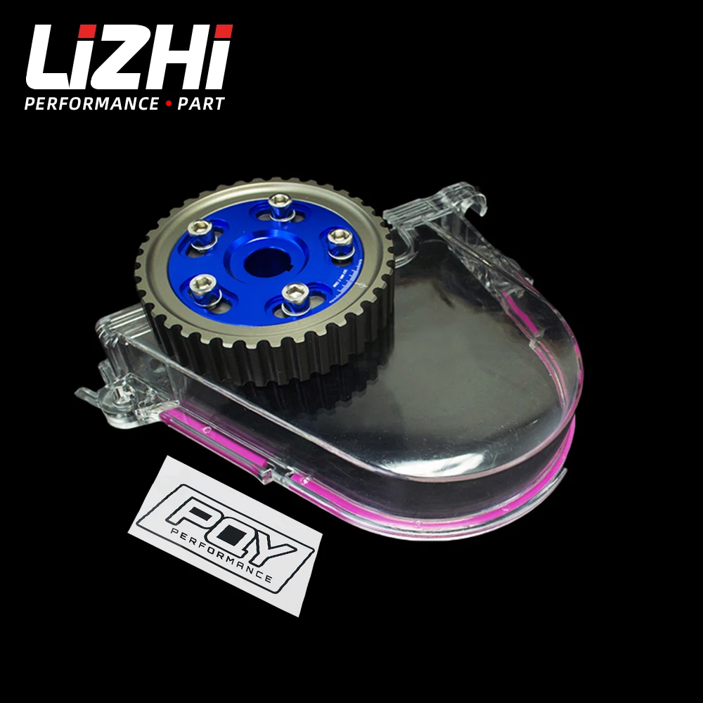 LIZHI RACING - Aluminum Cam Gear + Cam Cover FOR 96-00 Civic D16Z D16Y WITH PQY STICKER LZ6542B+6337