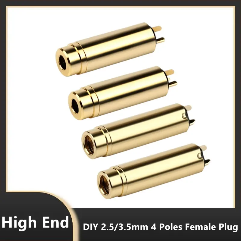 2pcs 2.5mm 3.5mm Female Jack Earphone Plug 4 Pole 3 Contact 3.5 Headphone Upgraded Wire Connector 2.5 Gold Plated Audio Adapter