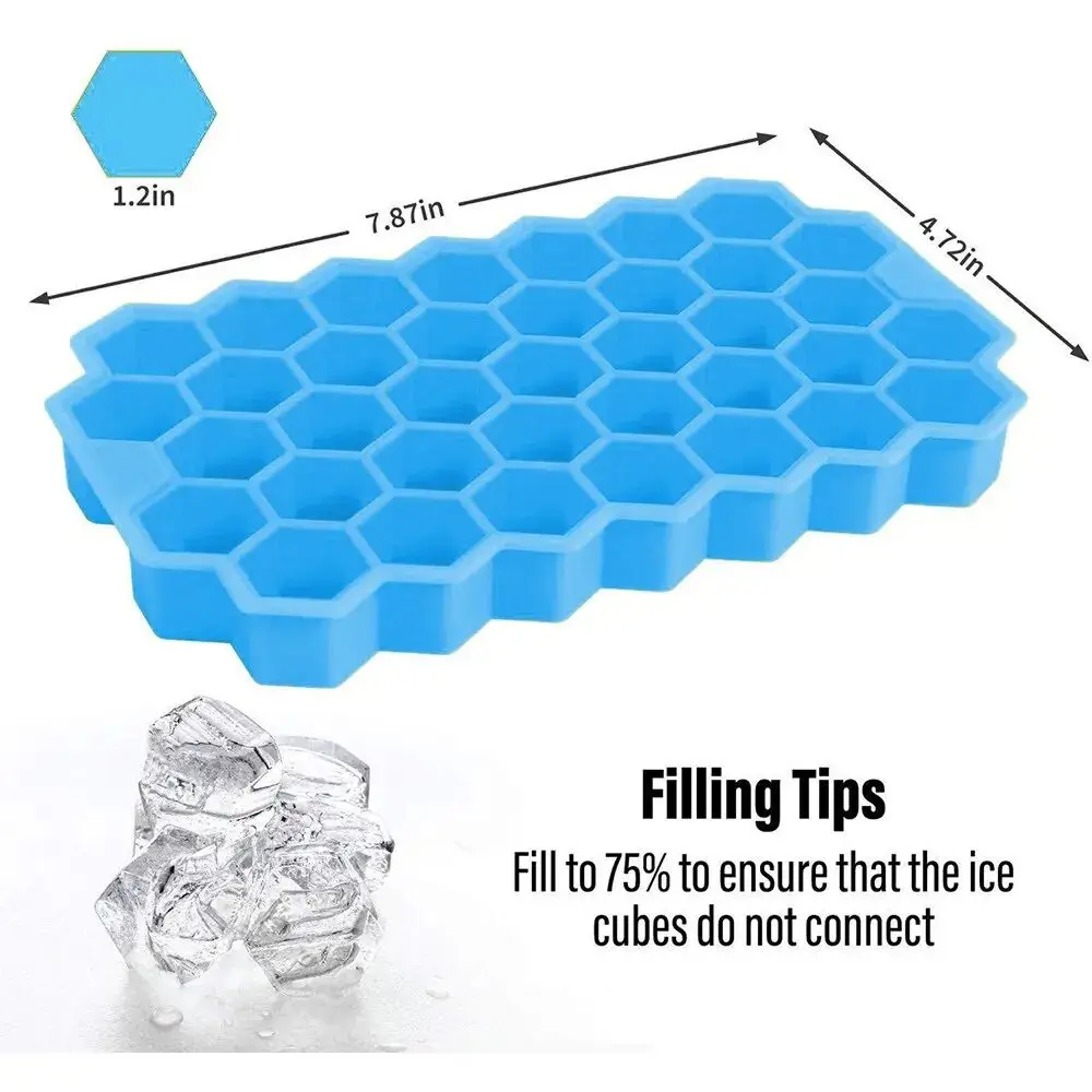 1 PC Premium Ice Cube Trays, Silicone Ice Cube Molds, Reusable, Safe Hexagonal Ice Cube Molds, for Chilled Drinks, Whiskey