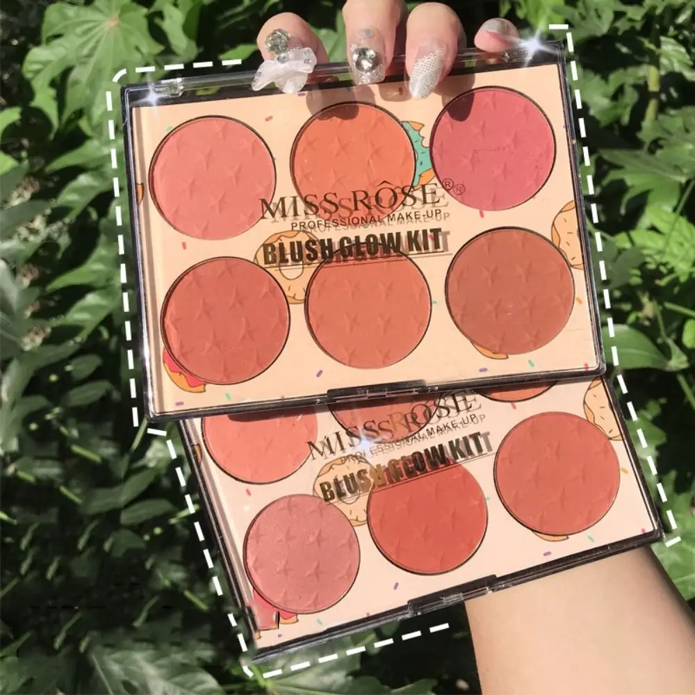 Mode Waterdichte Poeder Blusher Verhelderend Effect Langdurige Matte Blush 6-kleuren Mengbaar Blush Palette Gezichtsmake-up