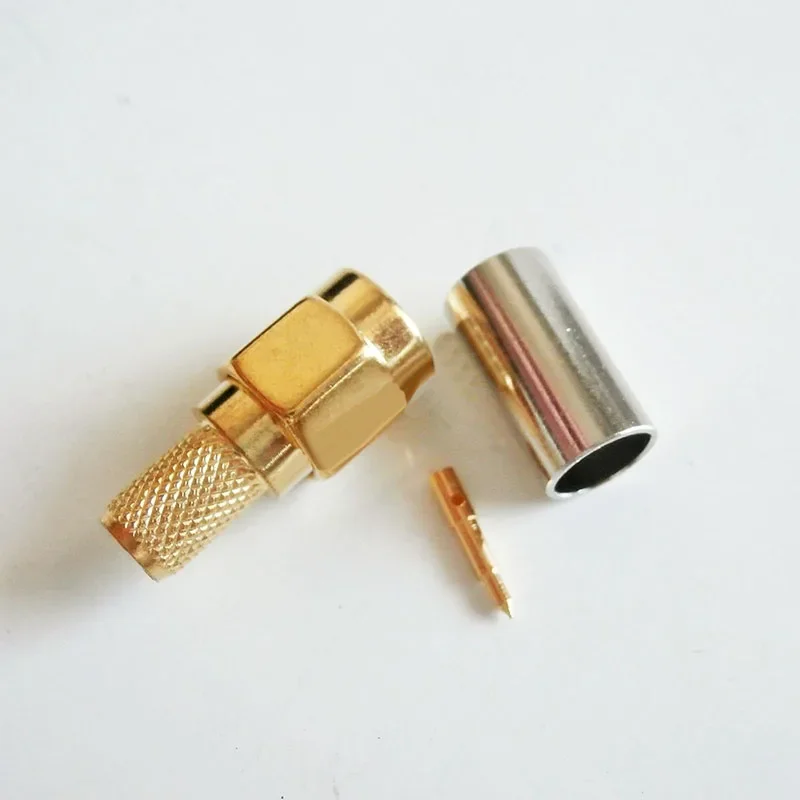 Metal Jacket Male Plugs 1 Pin 10pcs RG58 RG142 LMR195 RG400 Coax Cable Straight RF Connector 50Ω Crimp Practical