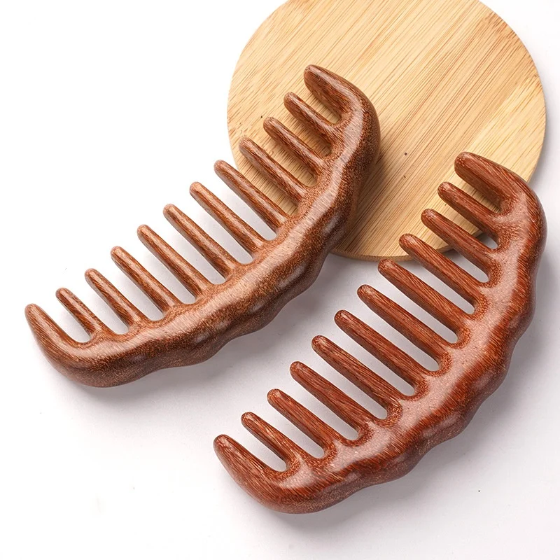 Sandalwood wide toothed massage comb, portable and comfortable for home use,anti knot wooden comb,unblocking head meridians comb