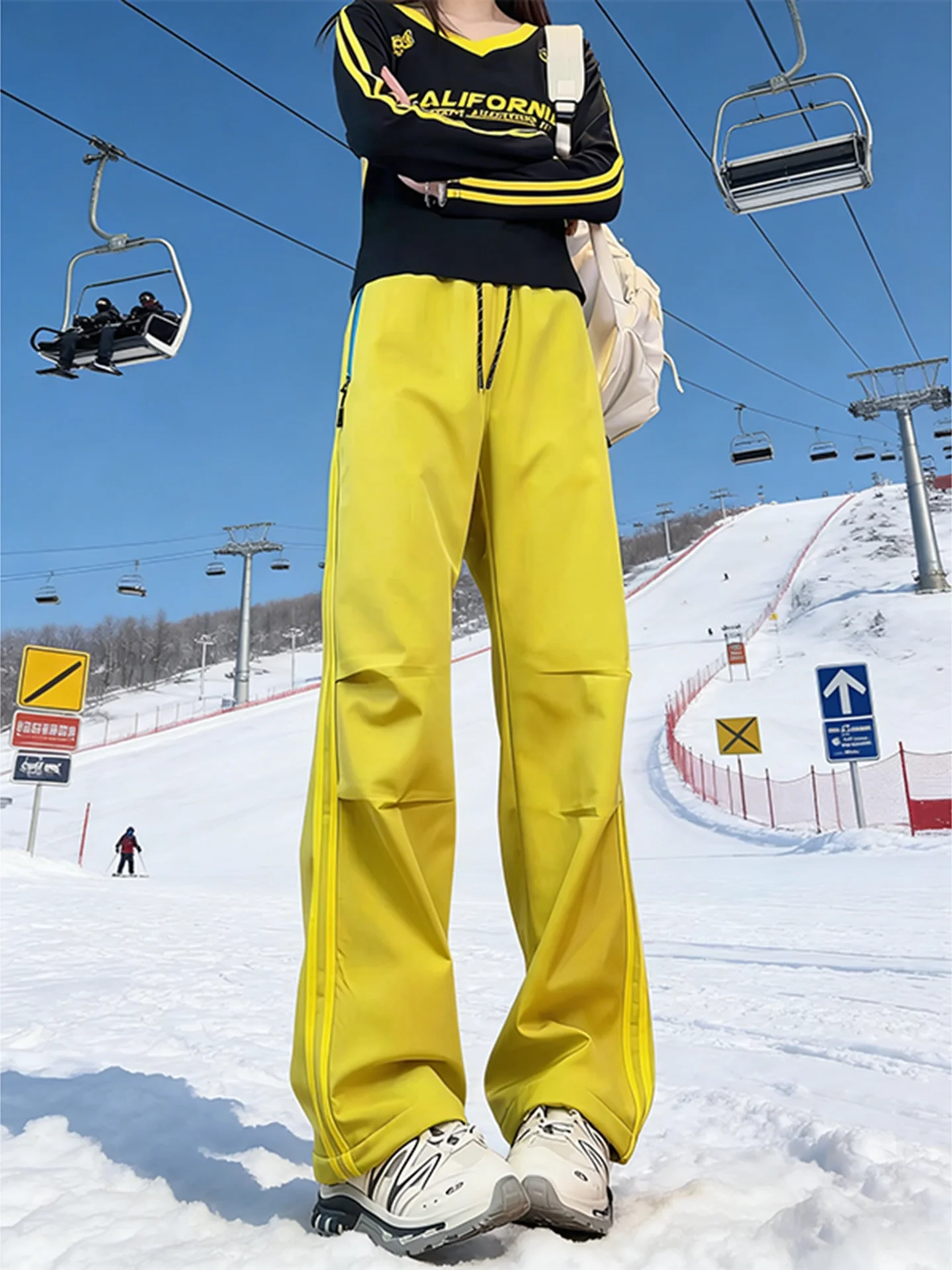 

Мягкие брюки для спецодежды Thiened Fce на подкладке, мужские и женские лыжные брюки, зимние теплые прямые брюки из полиэфирного волокна