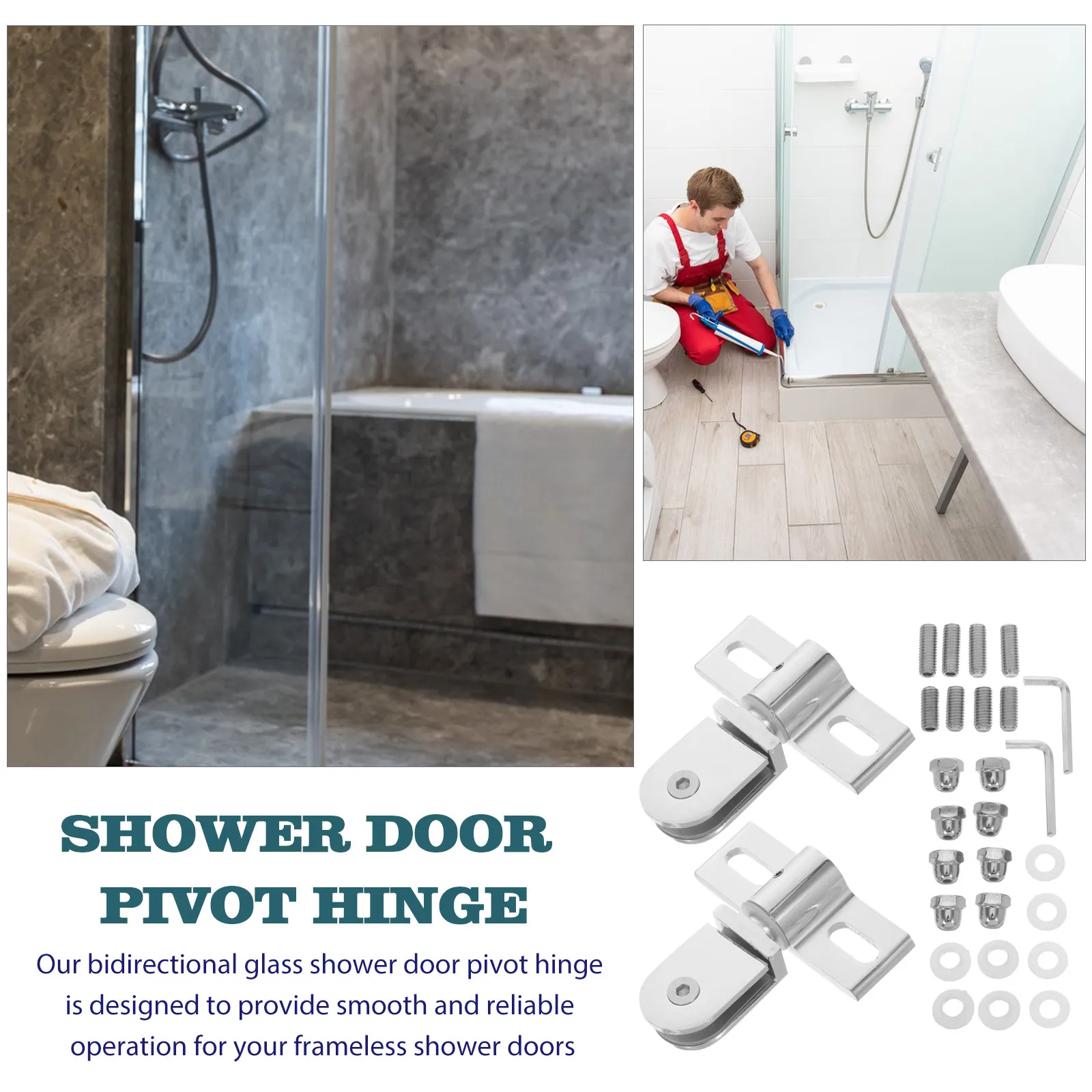 

Комплект из 2 бескаркасных петель для душевых дверей, фурнитура для стеклянных душевых кабин, серебристые поворотные петли для бескаркасных душевых дверей