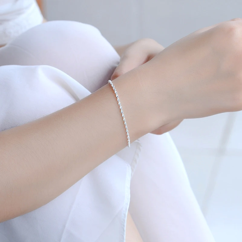 Picture 5: Classic Simple 925 Sterling Silver Twisted Weave Ripple Anklets Women Jewelry Gift Ladie Wave Bracelet Elegant Summer Foot Chain