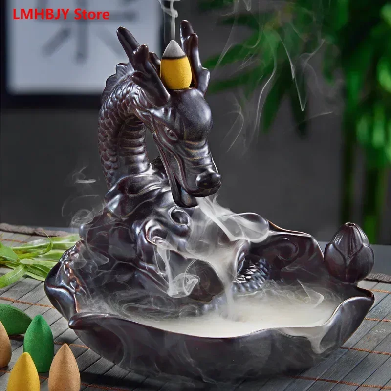 

LMHBJY Creative Ceramic Reflow Incense Burner Home Decoration Reflow Carp Dragon Reflow Incense Burner Home Decoration