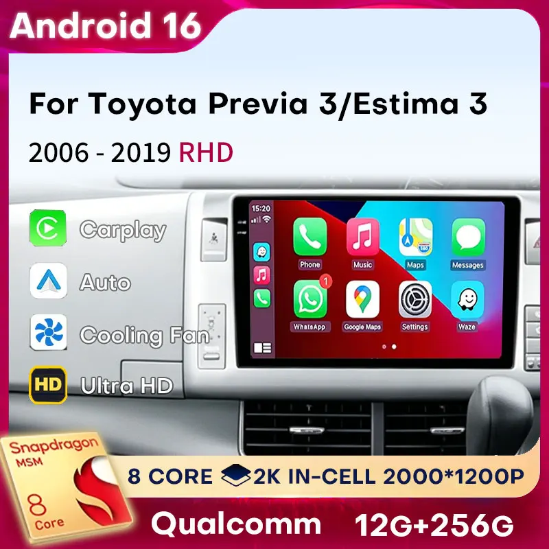 Car Radio Android 16 For Toyota Previa XR50 3 III Estima AHR20 XR50 3 2006 - 2019 RHD GPS Multimedia Player Navi Head Unit Video