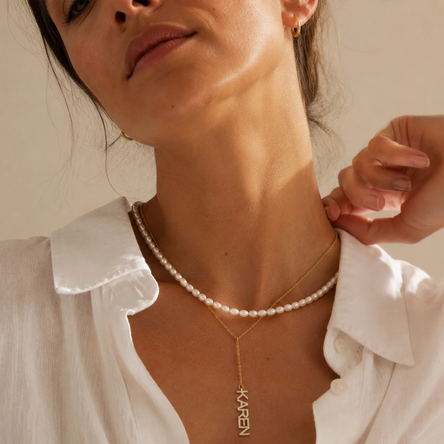 Dascusto Customized Letters Name Necklace 9mm Plain Letters Charm Necklace Fashion Elegant Jewelry Design For Women Gifts