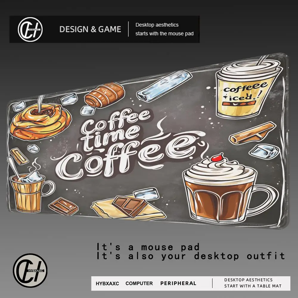

HYBXAXC Coffee Time Desk Mat, Large Gaming Mouse Pad, Food Art Waterproof Non-Slip Desk Blotter