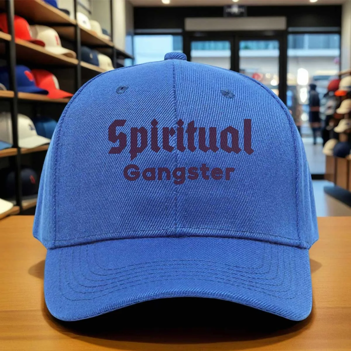 Spiritual Gangster Typography Print Baseball Cap, Bold Purple Design, Trendy Street Style Cap for Daily Wear, Adjustable Size