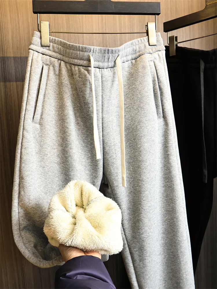 

Thiened Cake Velvet Warm Basic Straight Leg Casual Pants for Men Faionable Ci Sle All-Season Color Polyester Co...