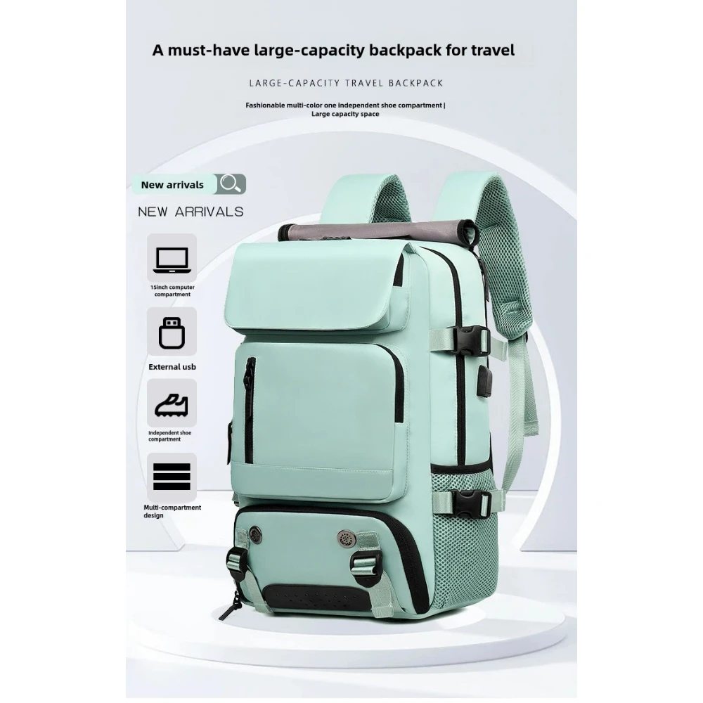 

Рюкзак унисекс для путешествий, водонепроницаемый деловой рюкзак для ноутбука объемом 19 л с сумкой для обуви, скрытый USB-порт для зарядки, походный рюкзак для кемпинга