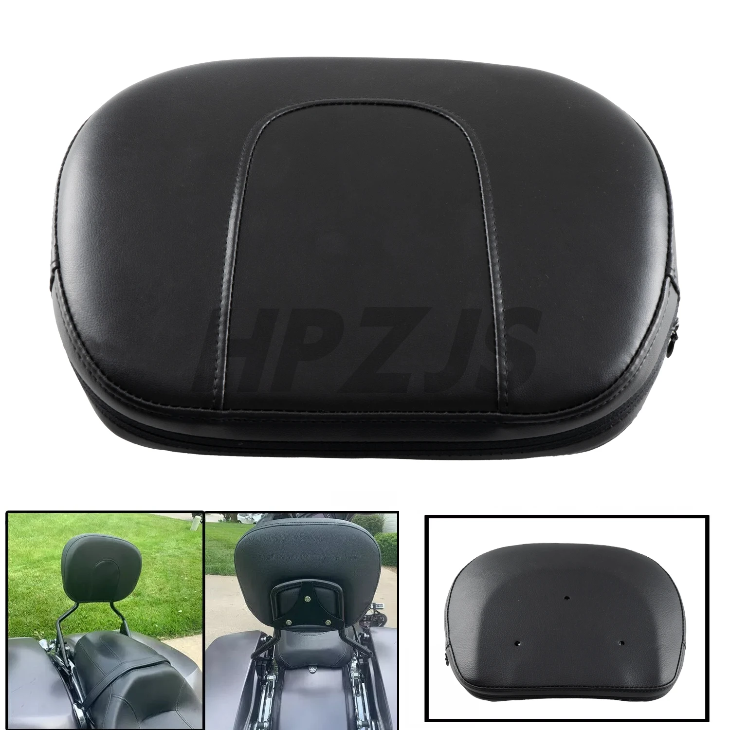 

Motorcycle Pillion Cushiont Passenger Sissy Bar Backrest Pad For Harley Touring CVO Street Bob Road King Electra Glide 1997-2024