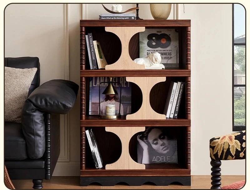 retro solid wood half wall bookcase display module combination entrance cabinet living room storage cabinet