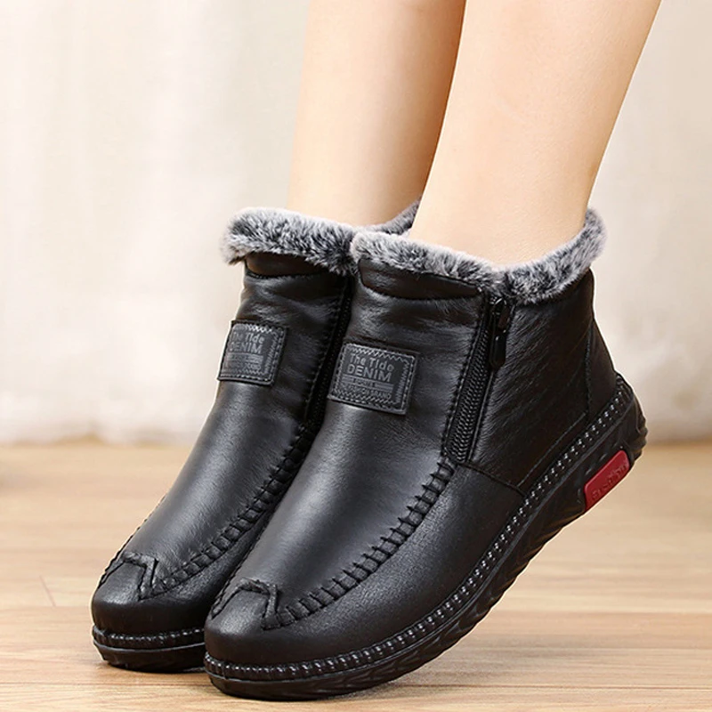 2023 Fashion Women Boots Plush Winter Women Shoes Causal Ankel Boots Antislip Fenmale Snow Boots Warm Fur Waterproof Plush Boots