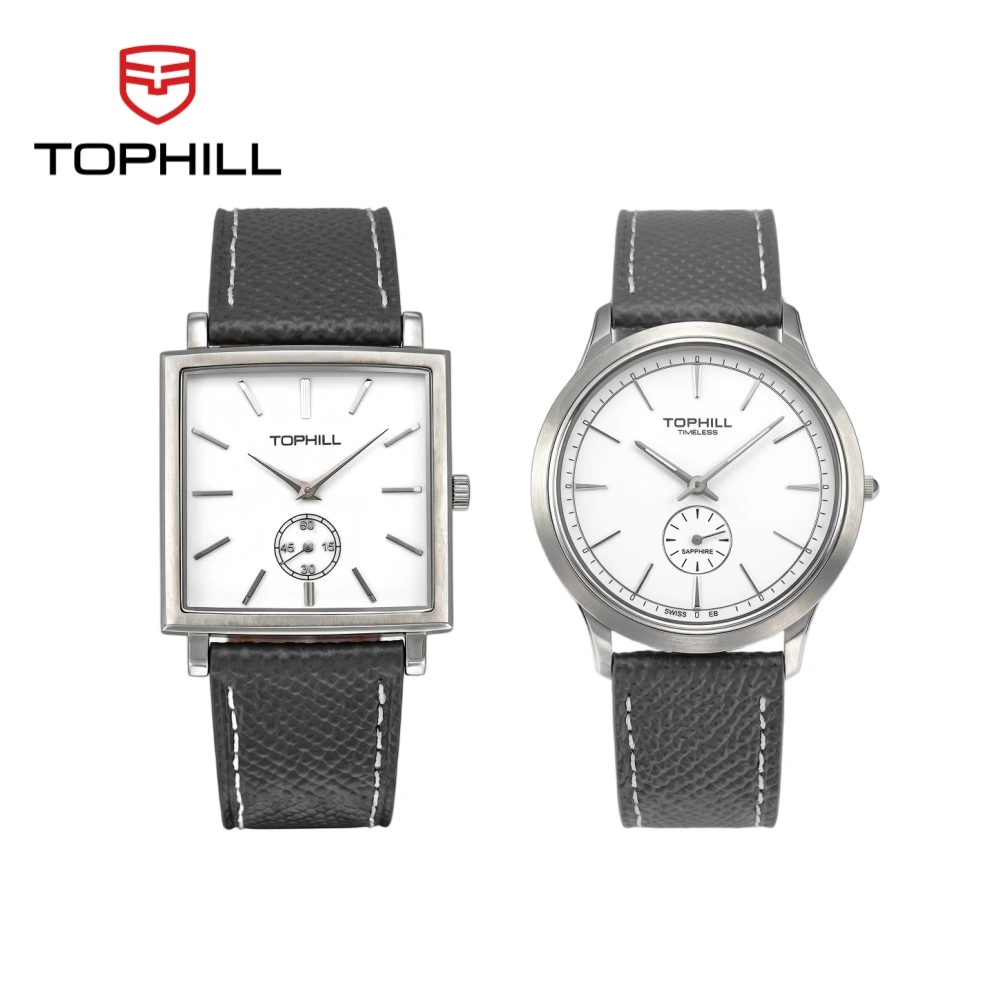 TOPHILL FangYuan 33/38,5mm Old Money Vintage Herrenuhr 1069 Quarz-Zeitmesser Quadratisch Rund Saphir 6H Hilfszifferblatt Elegant TW106/7G