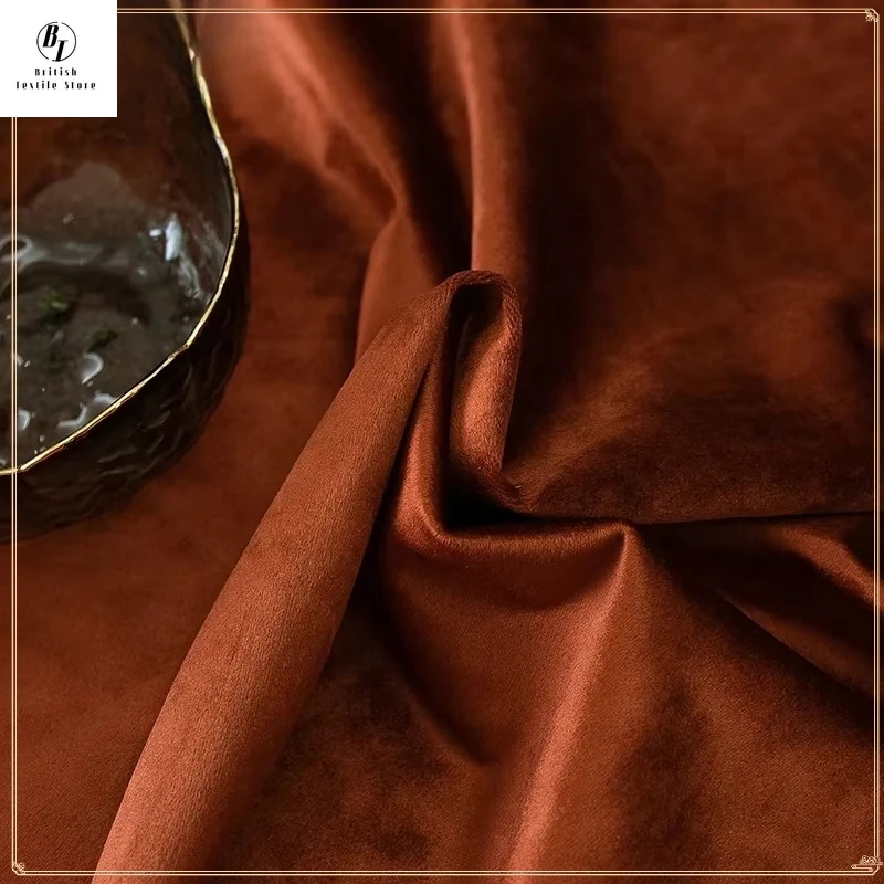 

Simple and Luxurious Velvet Red Blackout Rust Red Nordic Style Curtains for Living Room Bedroom Dining Window Custom Size Retro
