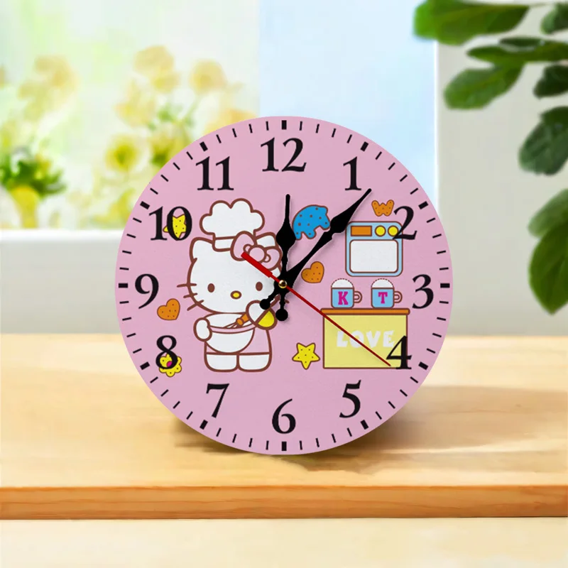 

30cm Cartoon Hello Kitty Wall Clock Kawaii Chef Kt Cat Silent Clock Wall Hanging Decoration Girls Bedroom Living Room Clock Gift