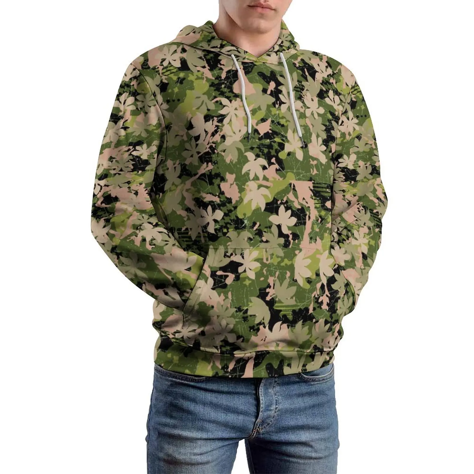 Abstract Camo Casual Hoodies Long Sleeve Camouflage Print Y2k Pullover Hoodie Autumn Streetwear Custom Oversized Clothing