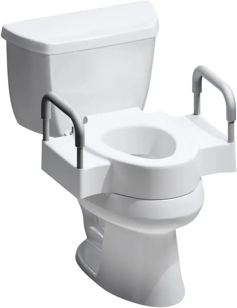 

Rise 4.5" Raised Toilet Seat with Handles, Toilet Seat Riser for Seniors with Secure Hinges, Fits Round and Elongated