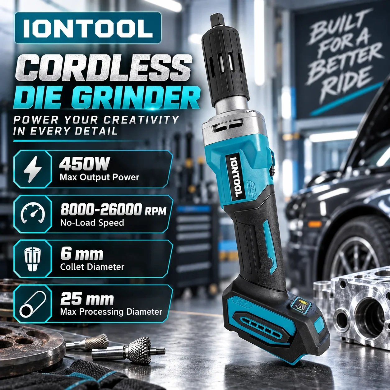 IONTOOL 450W Cordless Die Grinder Precision Rotary Tool for Wood Pattern Carving and Casting Part Finishing