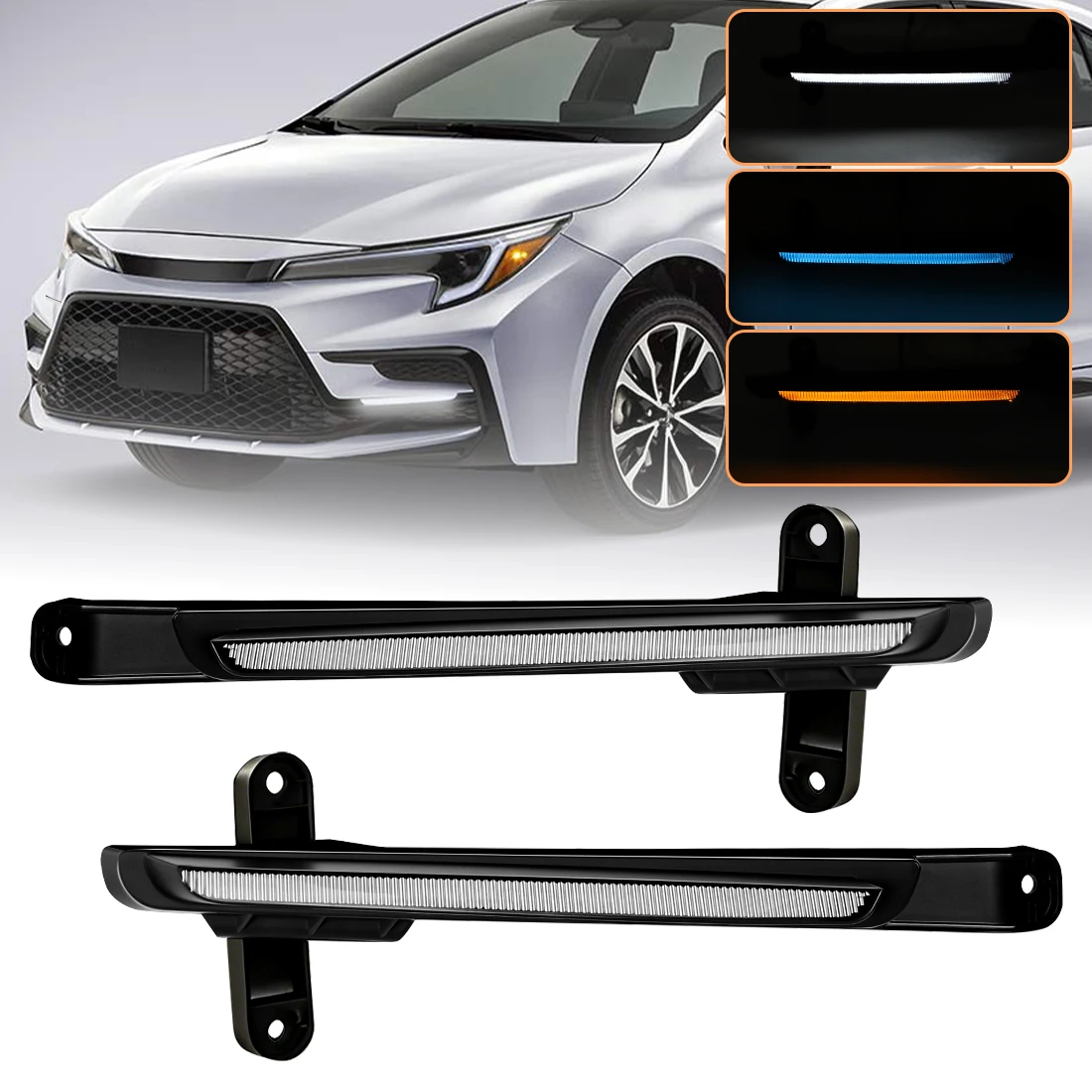 Front Bumper LED DRL For Toyota Levin Sport Edition 2023 2024 2025 Daytime Running Light Dynamic Turn Signal Car Accessories 12V