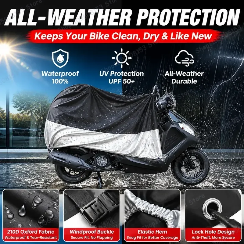 

For SYM DiJu 125 Motorcycle Cover Waterproof Dustproof UV Resistant All Weather Outdoor Indoor Scooter Cover Breathable