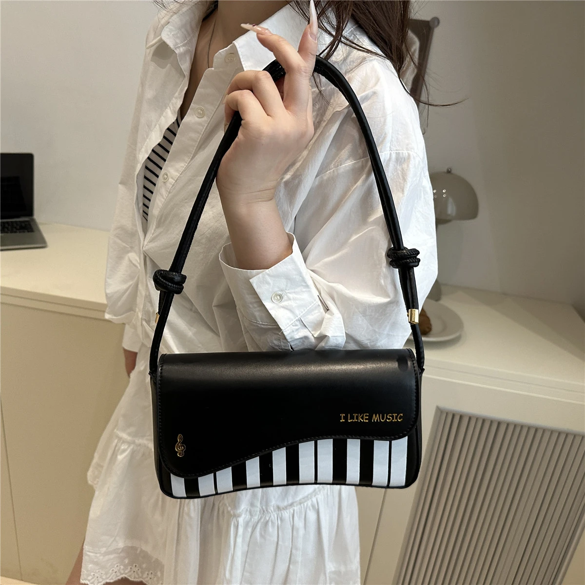 

Korean Piano Design Women's Shoulder Bag PU Leather Fashion Crossbody Messenger Handbag Stylish Bag for Ladies