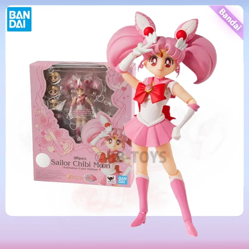 Em estoque bandai original shf marinheiro lua chibi animação anime figura de ação pvc modelo brinquedo colecionável presente hoilday