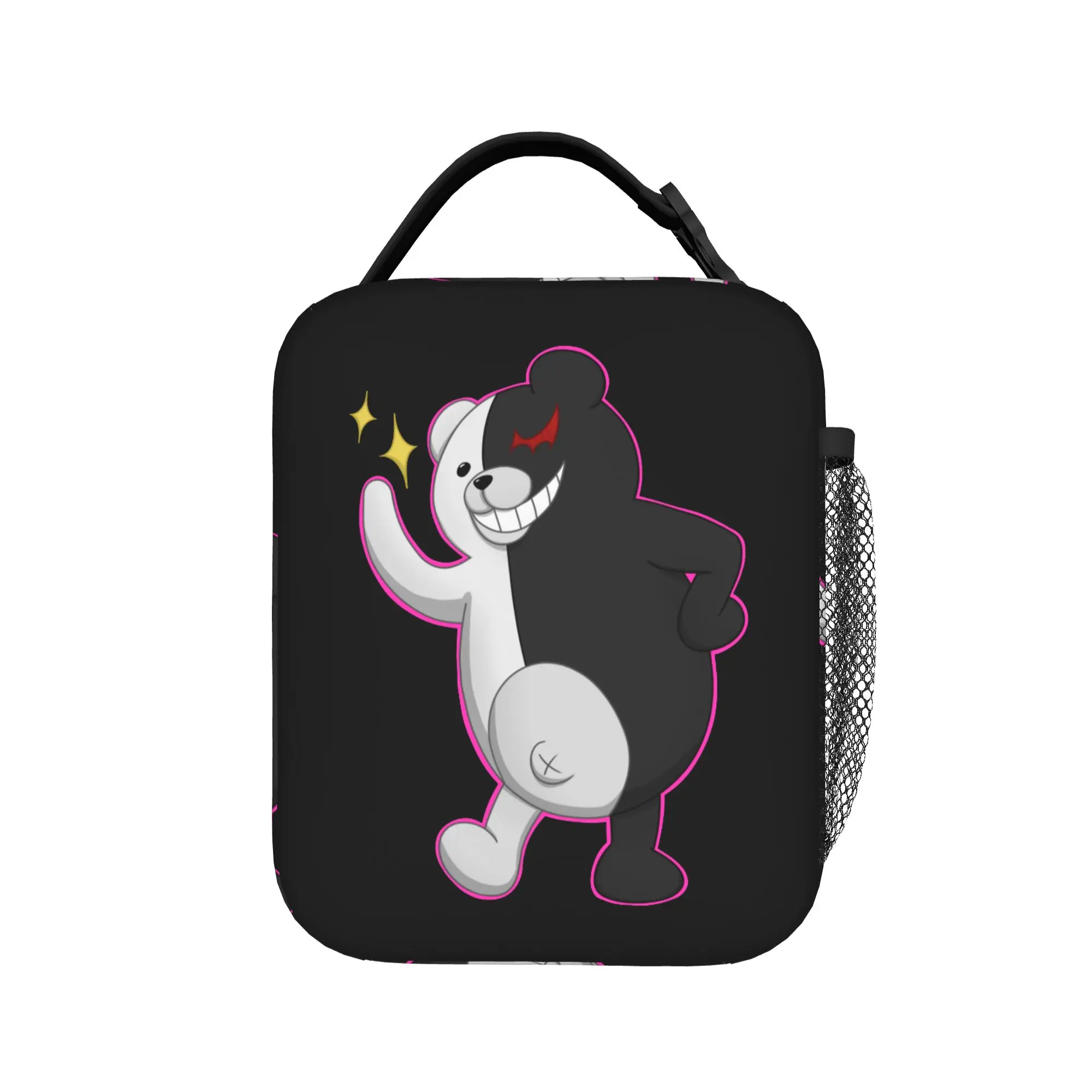 Monokuma Thermal Insulated Lunch Bag for Office Danganronpas Anime Reusable Bento Box Thermal Cooler Lunch Box