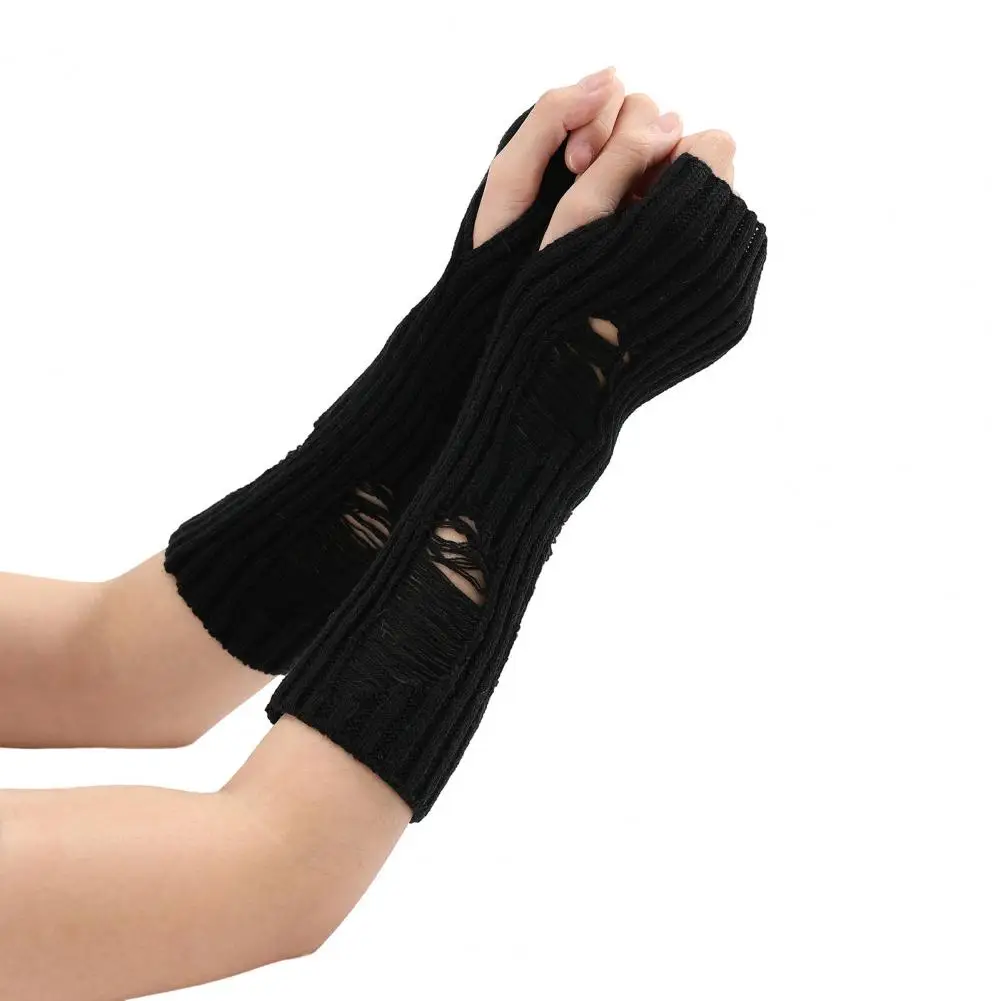 Arm Covers Winter Gloves Knitted Fingerless Arm Warmers for Fall Winter Cycling Non-slip High Elasticity Gloves Keep Warm