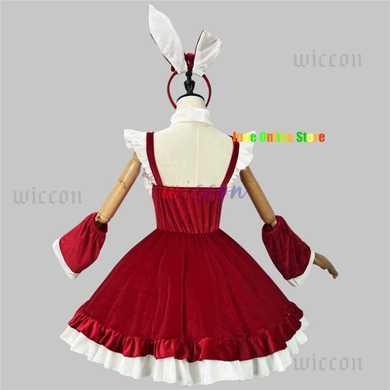 Sweet Lolita Bunny Girl Halloween Christmas Cosplay Costume Japanese Anime Pink Maid Lingerie Soft Velvet Rabbit Roleplay Outfit