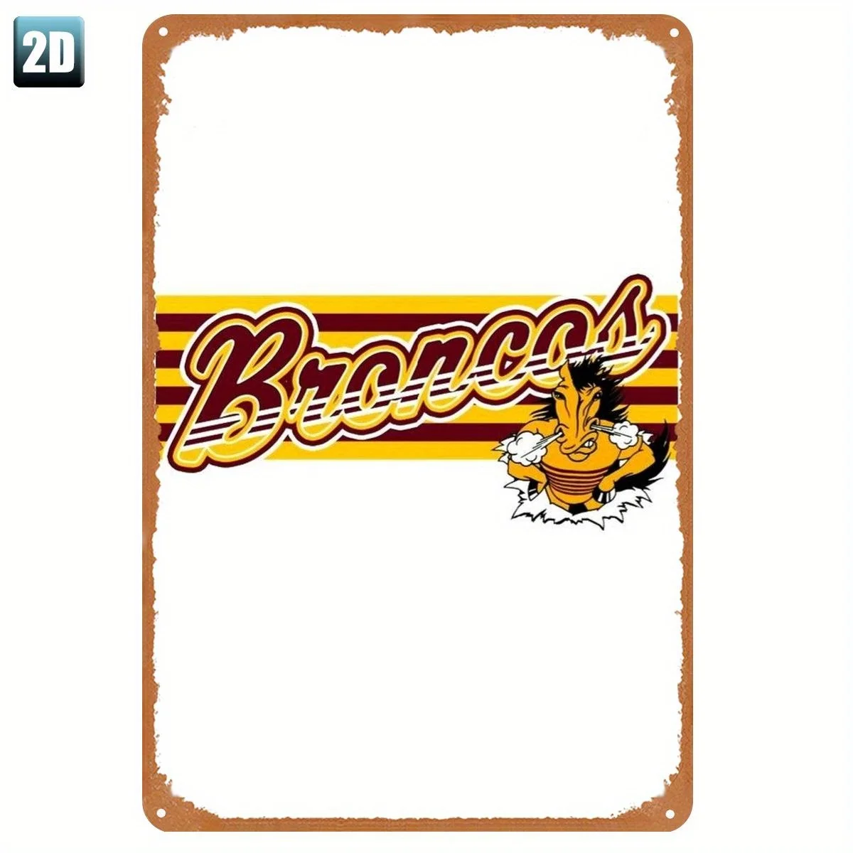 Broncos Team Spirit Metal Tin Sign - Officially Licensed Vintage Sports Wall Art,  Retro Garage Bar Decor with Mascot Logo & St