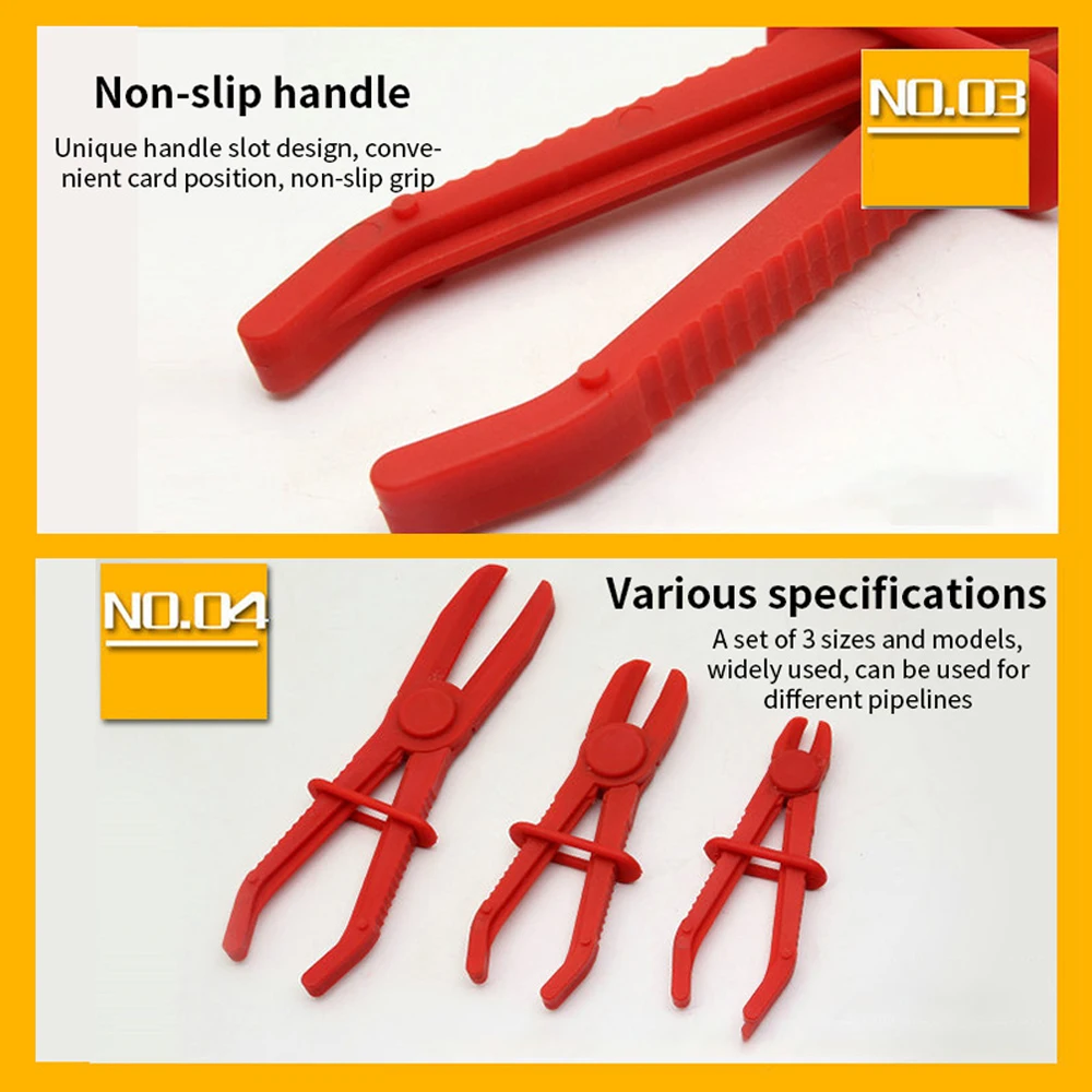 3Pcs/Set Nylon Hose Clamp Tool Set Brake Fuel Water Line Clamp Plier Hands Free Tool Car Repair Tools Hose Pliers